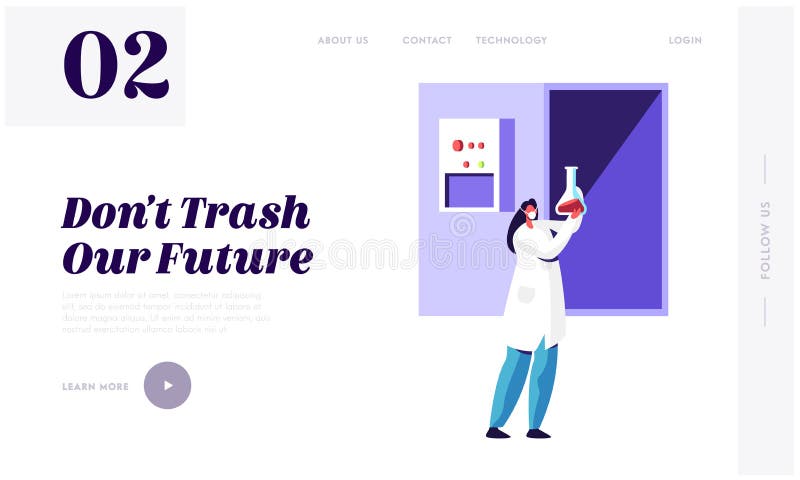 Vrouwenwetenschapper Recycle Trash in Laboratorium om Milieu en Ecologielandingspagina schoon te maken De Dienst van het huisvuil