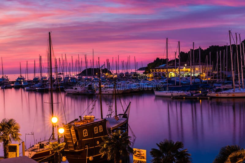 Vrsar Port During Colorful Sunset-Istria,Croatia