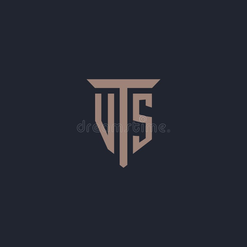 VS initial logo monogram with pillar icon design stock illustration