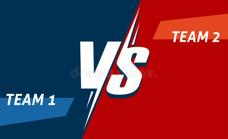 Vs lub versus team czerwone niebieskie tło dla boxing bitwy wektor i sportowa ramka gry płaski rysunek ilustracja szablon walki royalty ilustracja