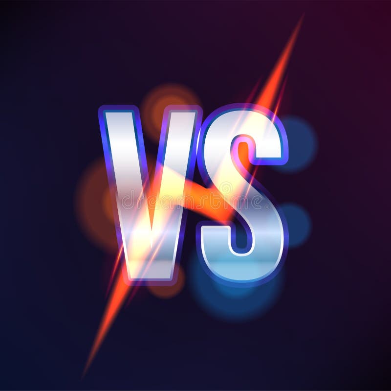 Vs or versus lightning sign, game, sport challenge vector illustration