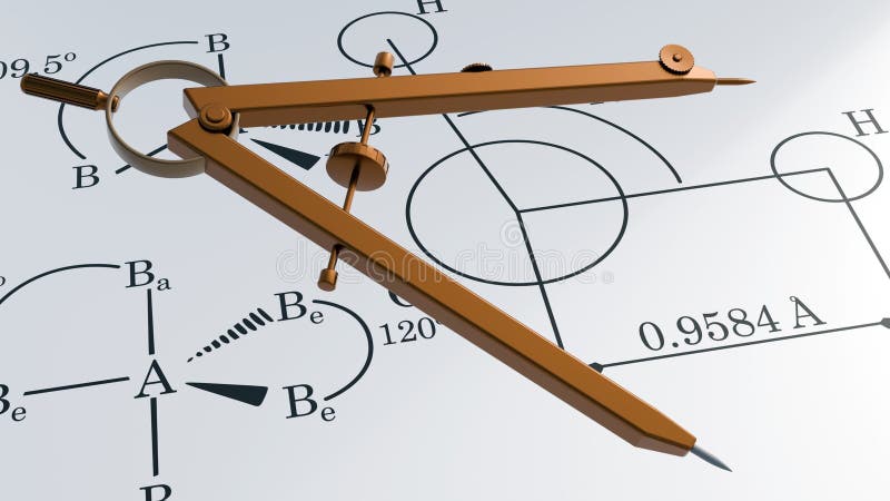 VSEPR-teoriutkast och ritkompass stock illustrationer