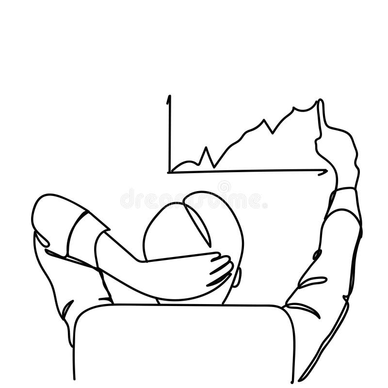 Vue Arriere D Homme D Affaires Se Reposant Dans La Fleche De Diagramme De Dessin De Chaise De Bureau Vers Le Haut De La Croissanc Illustration De Vecteur Illustration Du Reposant Diagramme 111836678