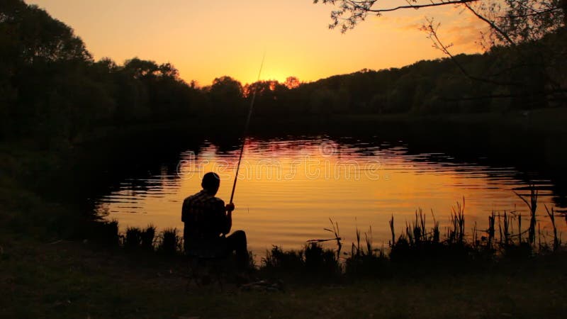 Vue arrière d'un pêcheur à l'appât et à la coulée banque de vidéos