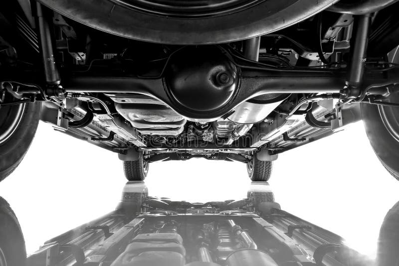 Vue arrière de l'essieu de rechange du châssis de la voiture de suspension photo stock