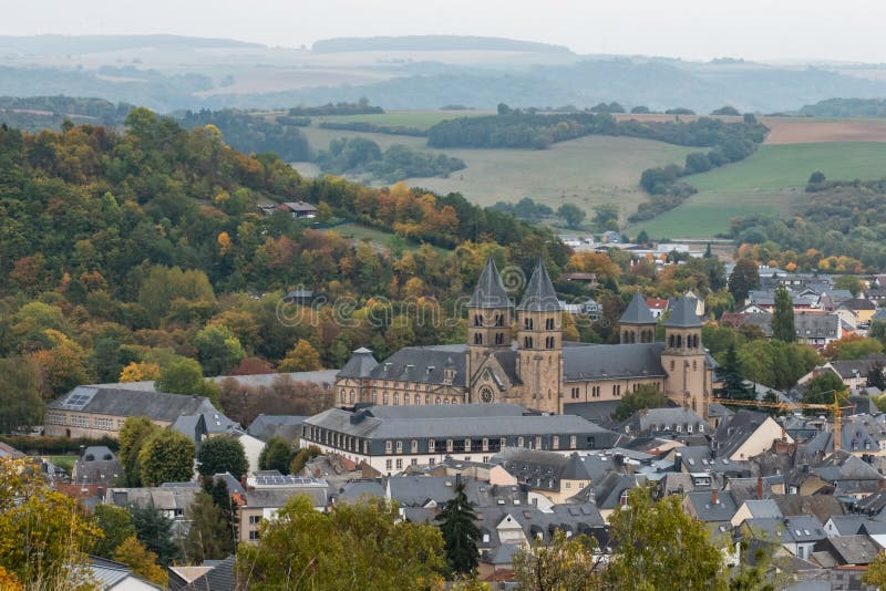 Vue au-dessus d'Echternach - le Luxembourg images libres de droits Vue au-dessus d'Echternach - le Luxembourg images libres de droits