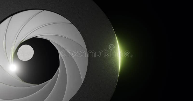 Vue avant des lames à membrane de la caméra ouverture et fermeture en douceur de l'animation en boucle 4K illustration de vecteur