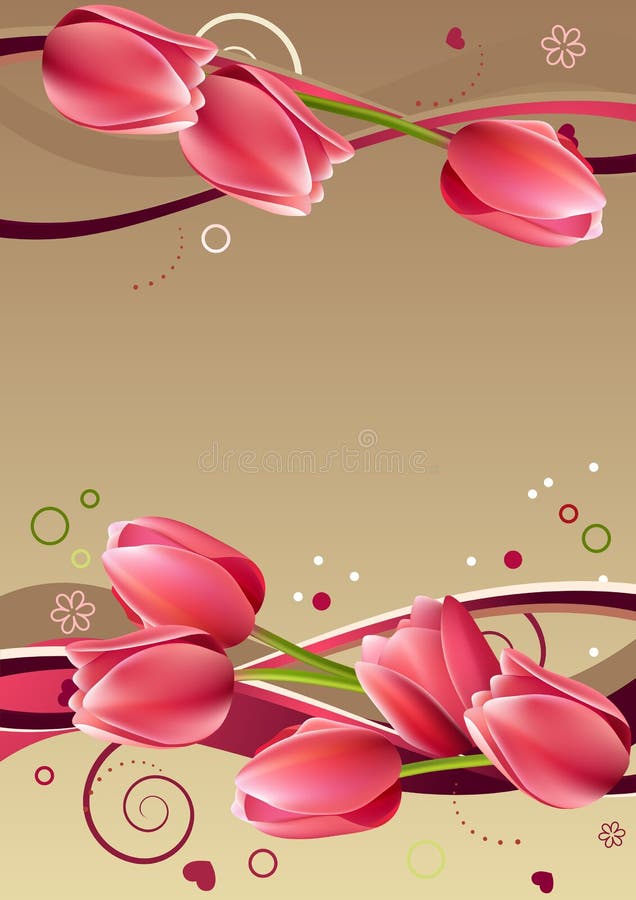 Vue avec des coeurs et des tulipes illustration libre de droits Vue avec des coeurs et des tulipes illustration libre de droits