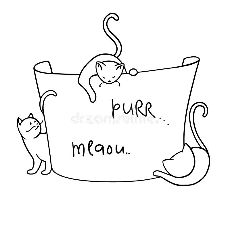 Vue avec les chats drôles de bande dessinée illustration de vecteur Vue avec les chats drôles de bande dessinée illustration de vecteur