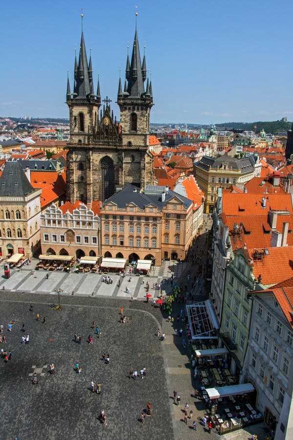 Vue aérienne au-dessus de vieille place, Prague photos stock Vue aérienne au-dessus de vieille place, Prague photos stock