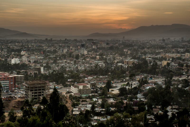 Vue aérienne d'Addis-Abeba photographie stock libre de droits