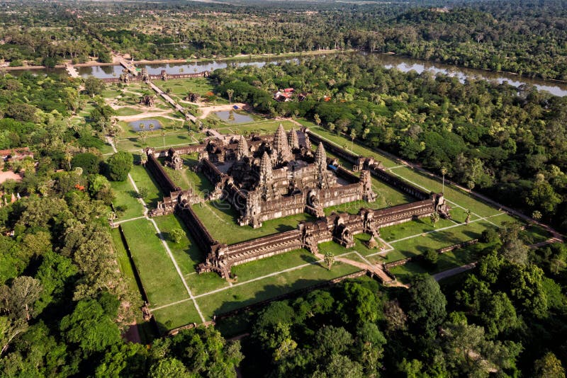 Vue aérienne d'Angkor Wat Temple, Siem Reap, Cambodge photographie stock libre de droits Vue aérienne d'Angkor Wat Temple, Siem Reap, Cambodge photographie stock libre de droits
