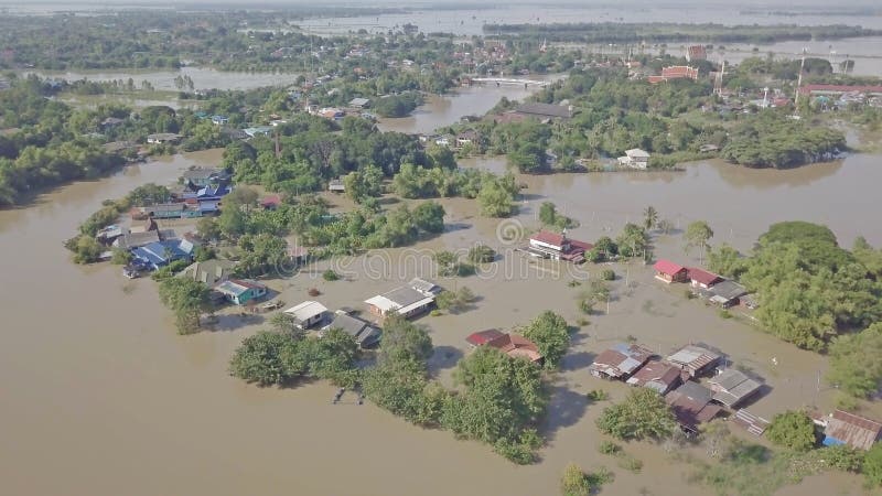 Vue aérienne d'inondation en Thaïlande images libres de droits Vue aérienne d'inondation en Thaïlande images libres de droits