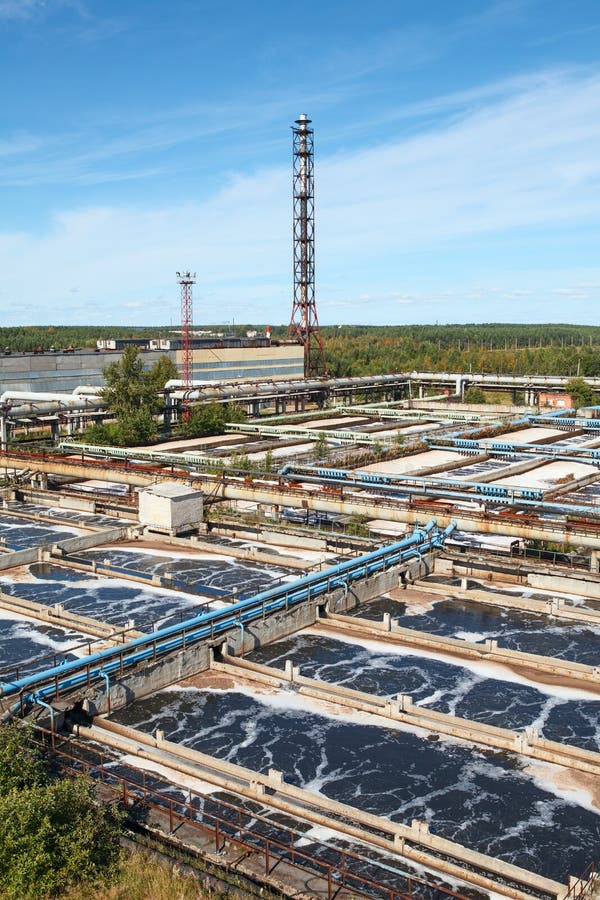 Aerial view of water treatment factory. Top view. Aerial view of water treatment factory. Top view