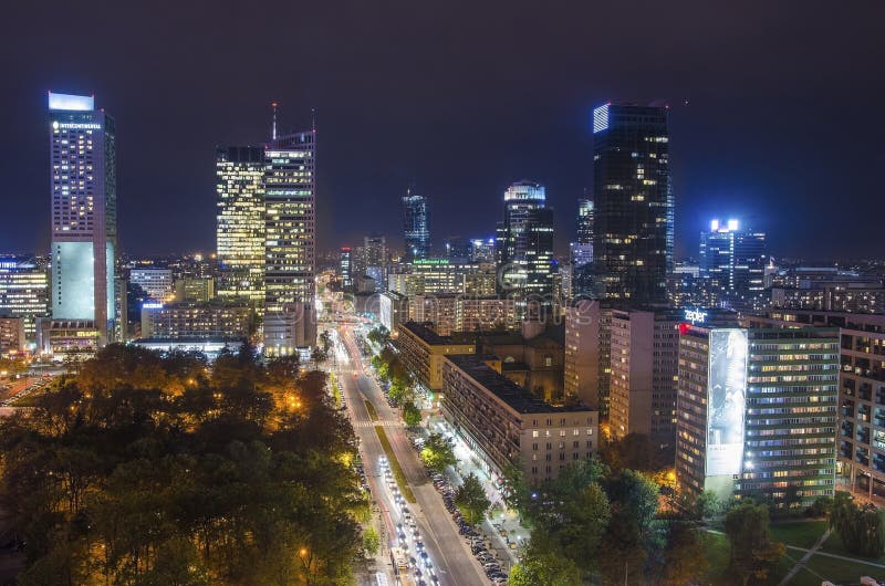 Panorama De Nuit De Varsovie, Capitale De La Pologne, L
