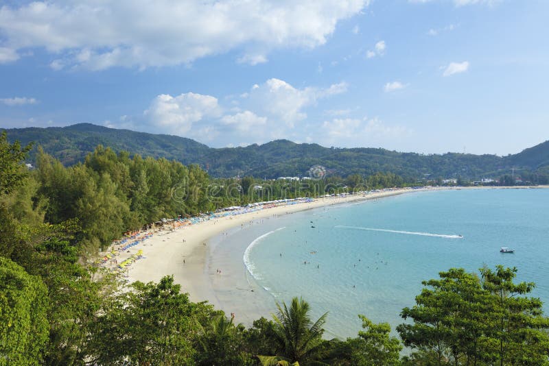 Vue aérienne de la plage de Kamala photo libre de droits