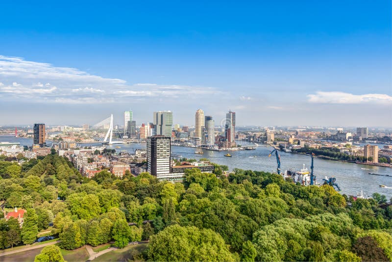 Aerial view of the modern city center of Rotterdam. Aerial view of the modern city center of Rotterdam