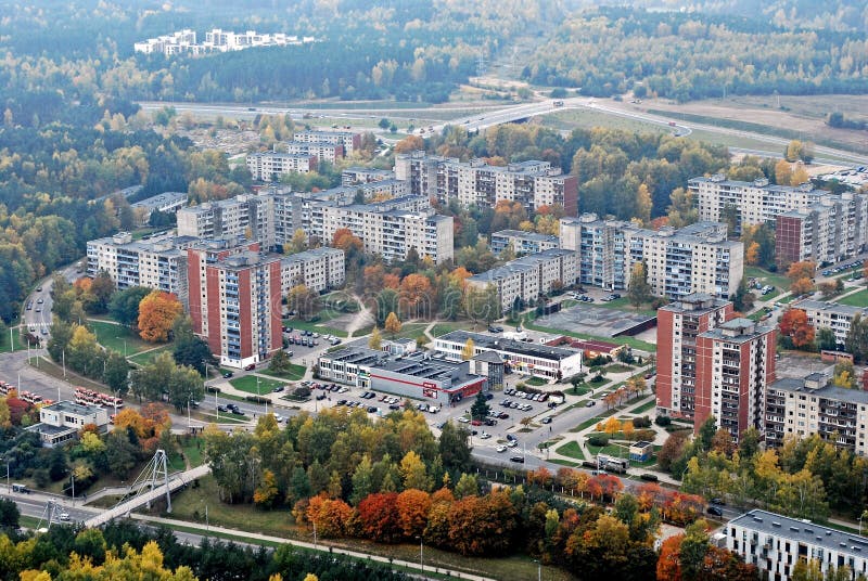 Vue aérienne de ville de Vilnius - oiseau capitale lithuanien