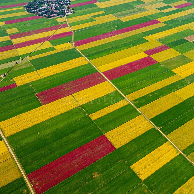 Vue aérienne des champs agricoles affichant un illustration stock