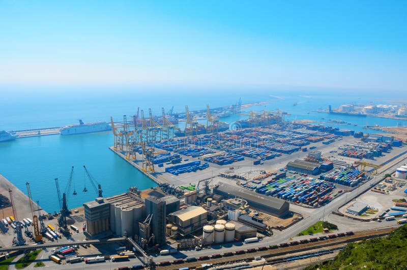Vue aérienne du port de Barcelone, en Espagne image stock