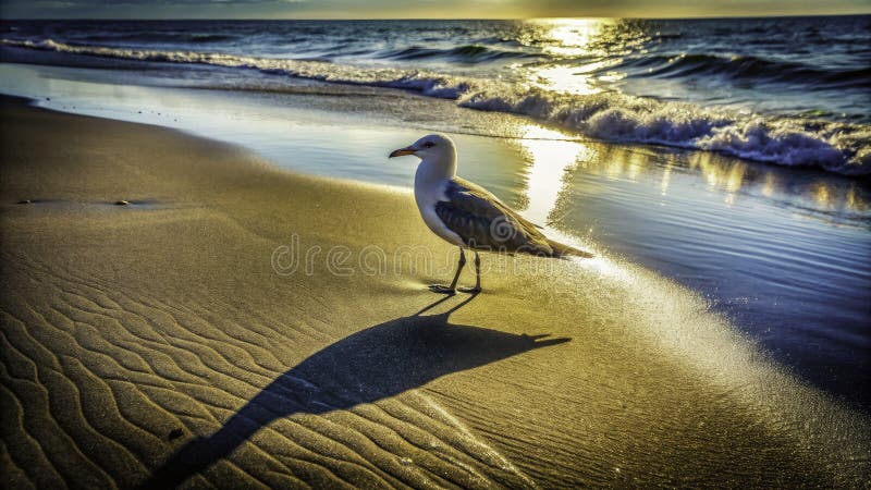 Vue aérienne spectaculaire d'un oiseau noir et blanc sur une plage de sable haute définition Photographie de la faune côtière. Découvrez la beauté captivante d'un oiseau noir et blanc méticuleusement détaillé dans cette superbe photo aérienne. D'un point de vue ornithologique, la scène côtière se déroule et montre l'oiseau perché gracieusement sur la plage de sable.