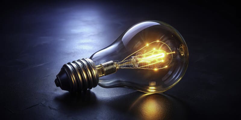 Vue aérienne spectaculaire de 8K d'une ampoule lumineuse Une étude photographique dans l'ombre lumineuse et la réflexion Capture illustration de vecteur