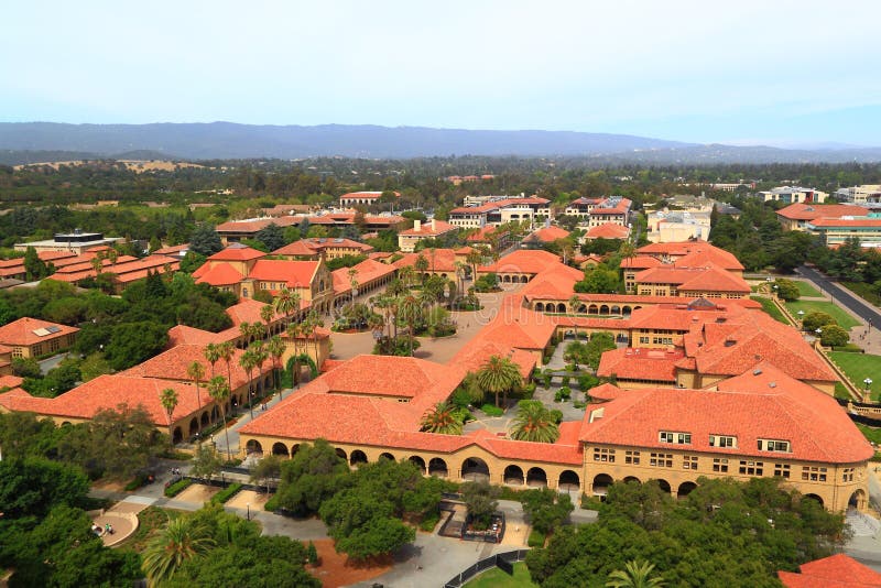 Vue aérienne de l'Université de Stanford image libre de droits