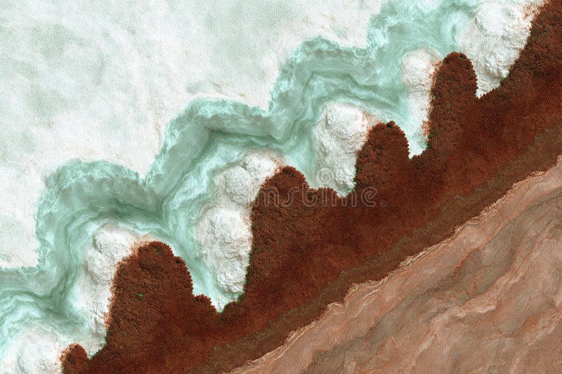 Vue aérienne unique des salines présentant des motifs et des textures complexes à une distance photographie stock libre de droits