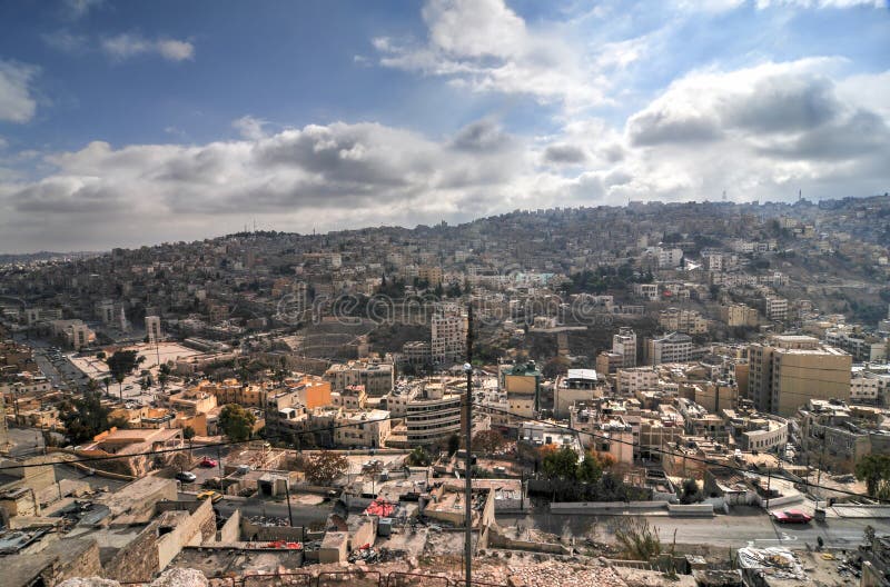 Vue d'Amman, Jordanie de la citadelle. Vue d'Amman, Jordanie du temple de Hercule sur la citadelle