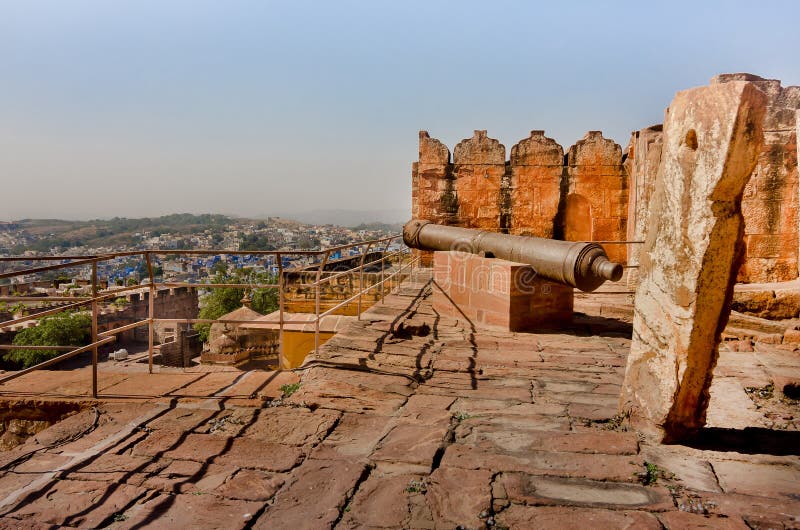 Vue d'ariel les ruines du château de Jodhpur et fort mehrangarh Inde Rajasthan photographie stock