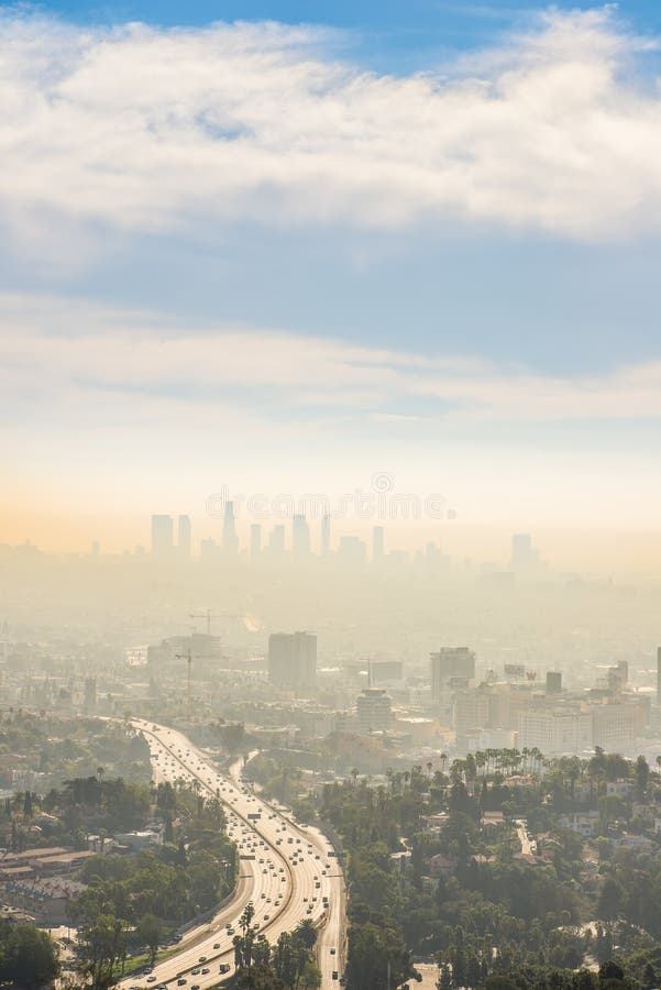 Vue Dor Dheure De Coucher Du Soleil De Los Angeles Du