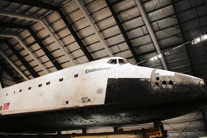 Los Angeles, CA - OCTOBER 12, 2016 : View of NASA Space Shuttle Endeavor Space Shuttle in California Science Center. Los Angeles, CA - OCTOBER 12, 2016 : View of NASA Space Shuttle Endeavor Space Shuttle in California Science Center.