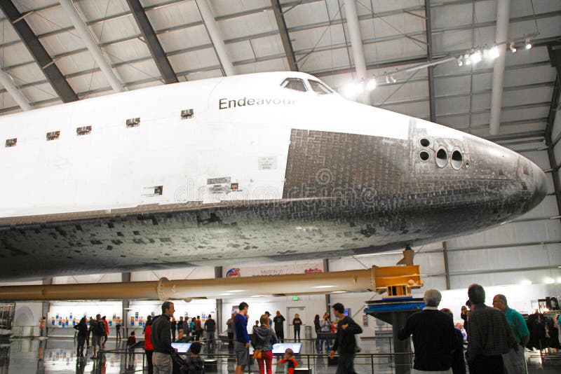 Los Angeles, CA - OCTOBER 12, 2016 : View of NASA Space Shuttle Endeavor Space Shuttle in California Science Center. Los Angeles, CA - OCTOBER 12, 2016 : View of NASA Space Shuttle Endeavor Space Shuttle in California Science Center.