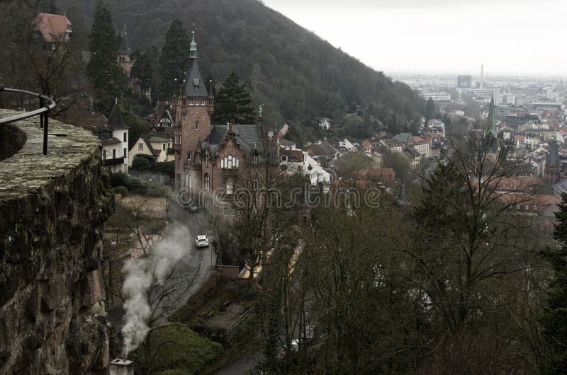Vue d'Heidelberg du château, Allemagne image libre de droits Vue d'Heidelberg du château, Allemagne image libre de droits