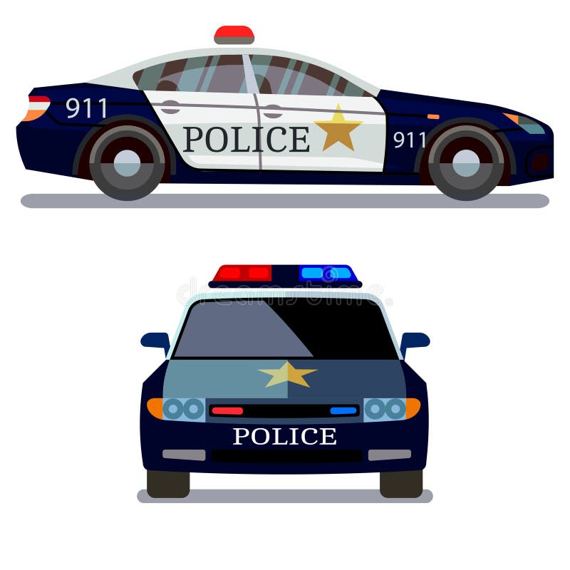 Vue de côté avant et de voiture de police illustration de vecteur Vue de côté avant et de voiture de police illustration de vecteur