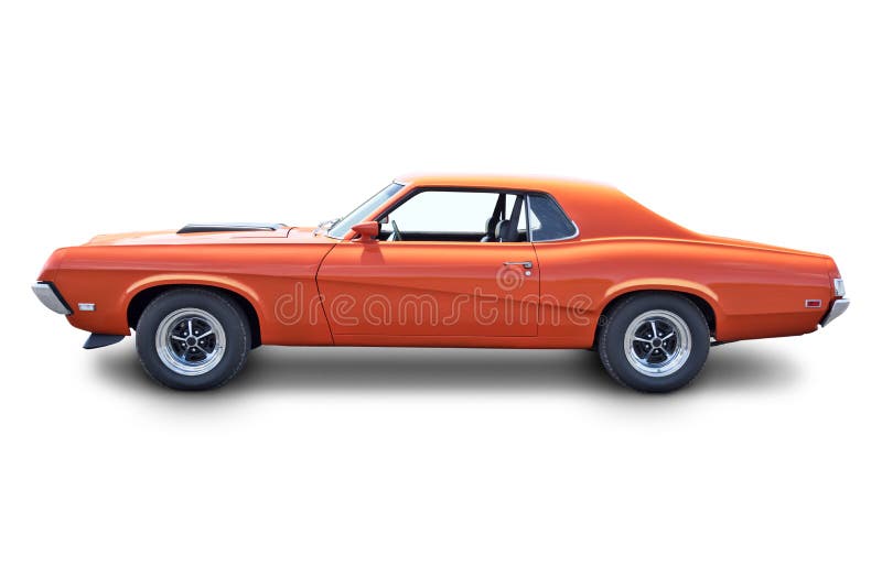 Vue de côté automobile de muscle orange photo libre de droits Vue de côté automobile de muscle orange photo libre de droits