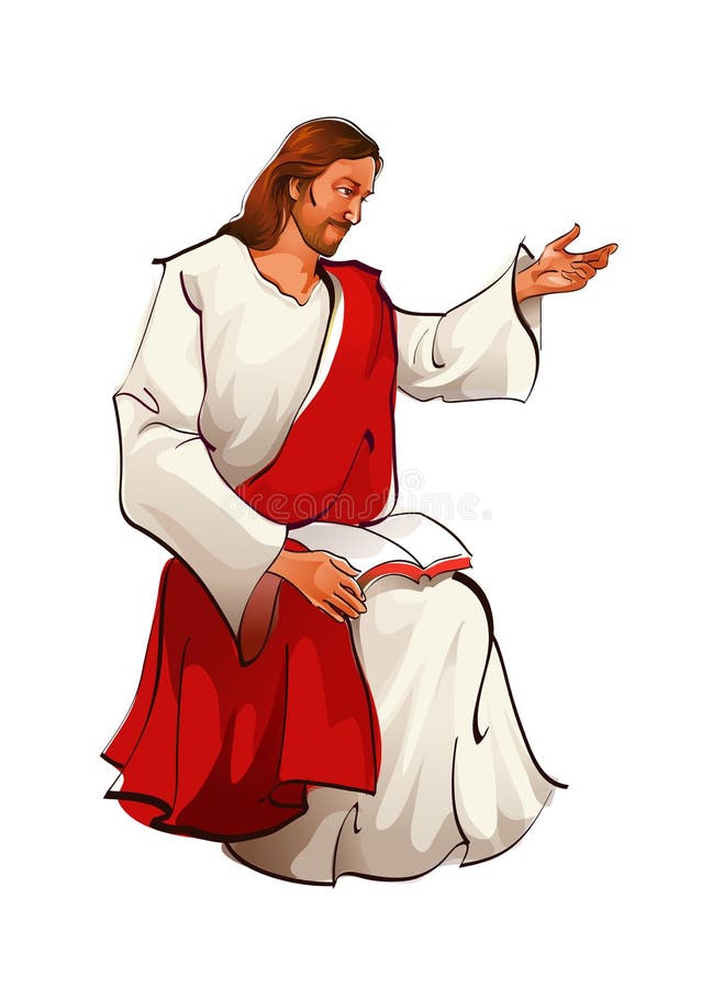 Vue de côté de la séance de Jésus-Christ illustration stock Vue de côté de la séance de Jésus-Christ illustration stock