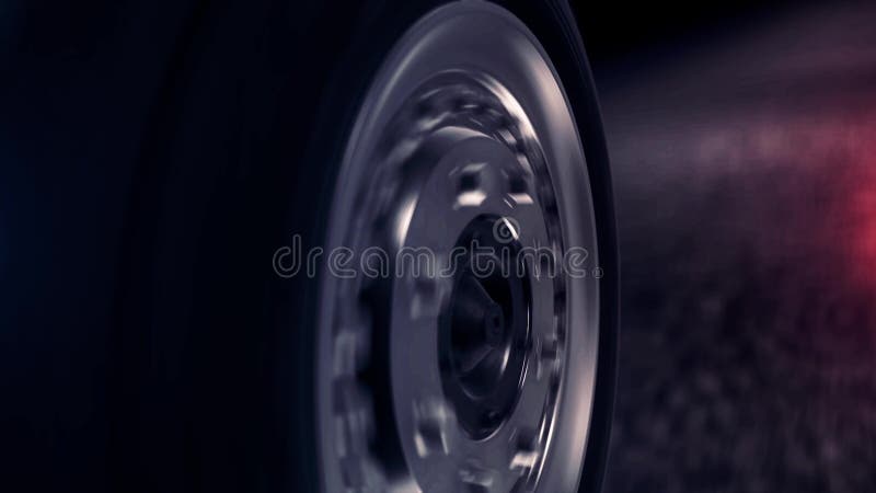 Vue de côté de la roue de voiture abstraite conduisant de retour sur la route noire Fermez-vous pour la roue de voiture avec le d illustration de vecteur