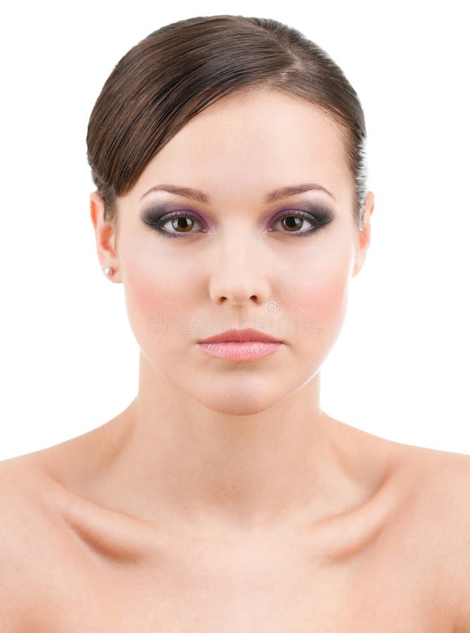 Vue de face de belle femme avec le maquillage image stock Vue de face de belle femme avec le maquillage image stock