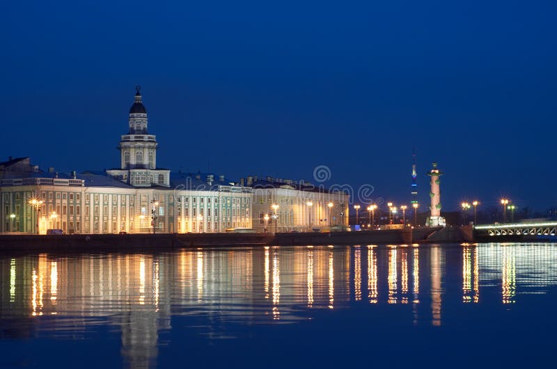 Night View of Neva River embankment in Saint-Petersburg, Russia. Night View of Neva River embankment in Saint-Petersburg, Russia