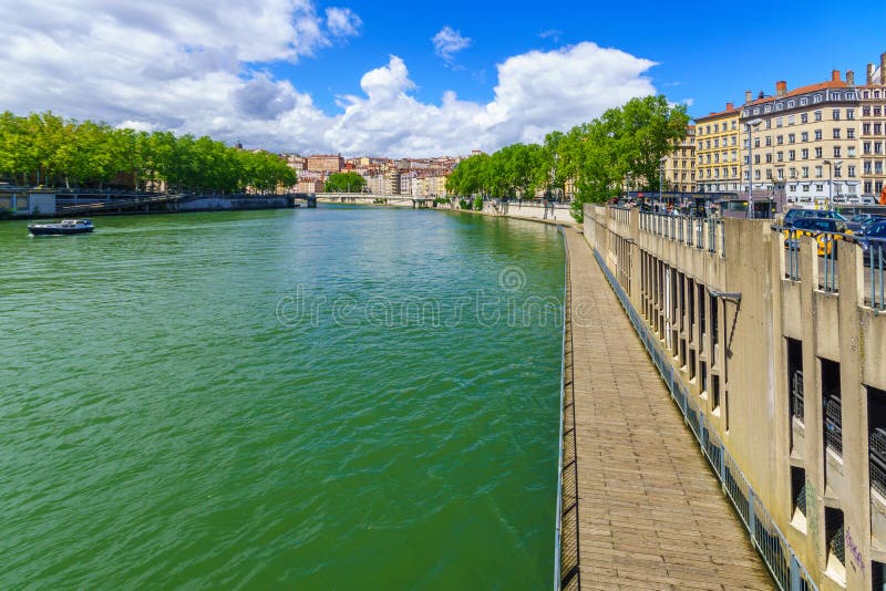 Vue de la Sa?ne, ? Lyon photo libre de droits Vue de la Sa?ne, ? Lyon photo libre de droits