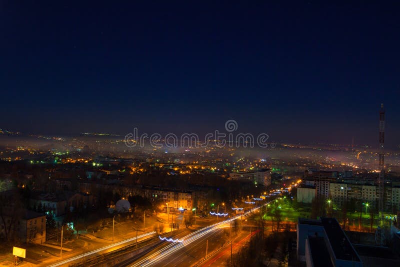 Vue de nuit de ville de Chisinau photos stock Vue de nuit de ville de Chisinau photos stock