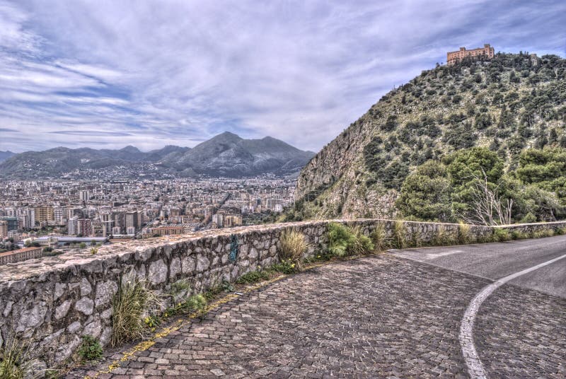 View of Palermo with utveggio castle. Sicily. View of Palermo with utveggio castle. Sicily