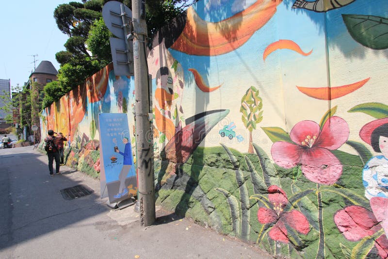 Vue de village de peinture murale de Séoul Ihwa
