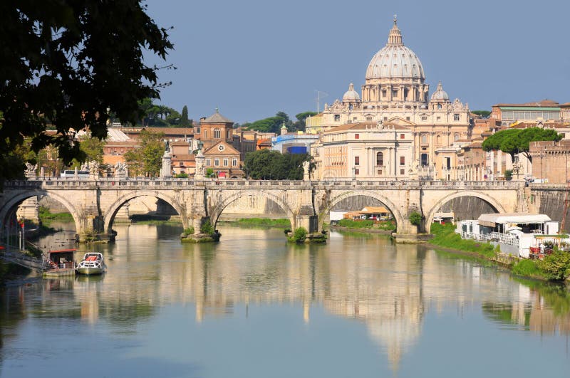 View of panorama Vatican City from Ponte Umberto I in Rome, Italy. View of panorama Vatican City from Ponte Umberto I in Rome, Italy