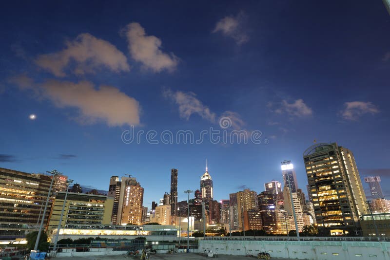 vue de Wan Chai la nuit 2017 photo libre de droits vue de Wan Chai la nuit 2017 photo libre de droits