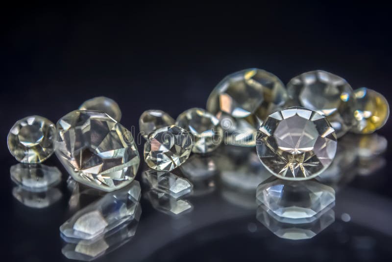 View of gemstones, several diamonds with different sizes. View of gemstones, several diamonds with different sizes