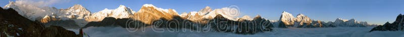 Vue du mont Everest, de Lhotse, de Makalu et de Cho Oyu