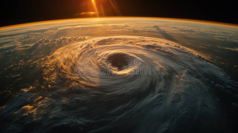 Vue imprenable du tourbillon de tempête de l'espace montrant la puissance de la nature illustration libre de droits