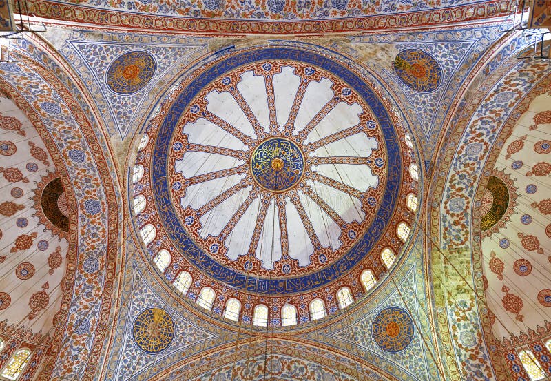 Vue interne de mosquée bleue, Sultanahmet photos libres de droits Vue interne de mosquée bleue, Sultanahmet photos libres de droits